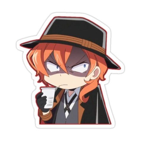 Bsd Genshin Stickers, Chuuya Sticker, Bungo Stray Dogs Stickers, Neytirix Art, Bsd Stickers, Bsd Chibi, Bsd Chuuya, Keychains Ideas, Chibi Stickers