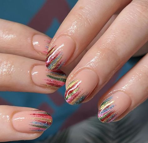 Rainbow Christmas Nails, Glenn Danzig, Confetti Nails, Rainbow Christmas, Gel Nail Art Designs, Striped Nails, Kawaii Nails, Short Acrylic Nails Designs, Rainbow Nails