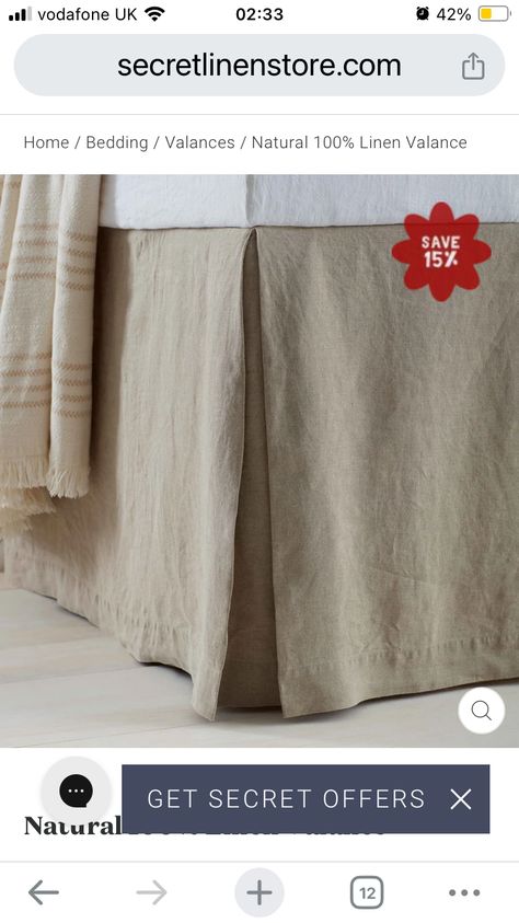 Country Farmhouse Aesthetic, Box Pleat Valance, Linen Valance, Linen Valances, Bed Valance, Bourton On The Water, Linen Bedding Natural, Cosy Bed, Old Forge