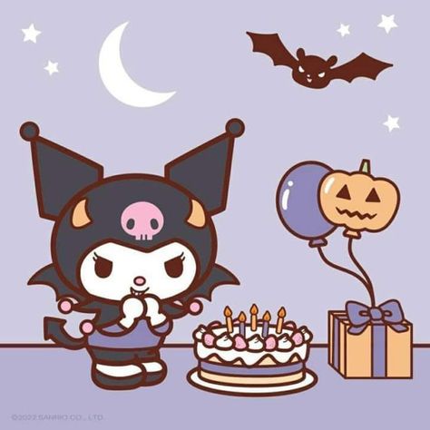 #happybirthday #kuromi #sanrio #halloween #happyhalloween #cute #pinterest Happy Birthday Kuromi, Pfps Halloween, Artbox Cafe, Birthday Kuromi, Kuromi Wallpapers, Kuromi Halloween, Hello Kitty Halloween Wallpaper, Hello Kitty And Kuromi, Sanrio Halloween