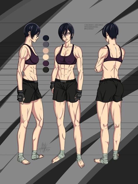 Mikasa Physique, Tomboy Art, Eren Aot, Buff Women, Training Suit, Eren X Mikasa, Time Skip, Procreate Ipad, Model Sheet