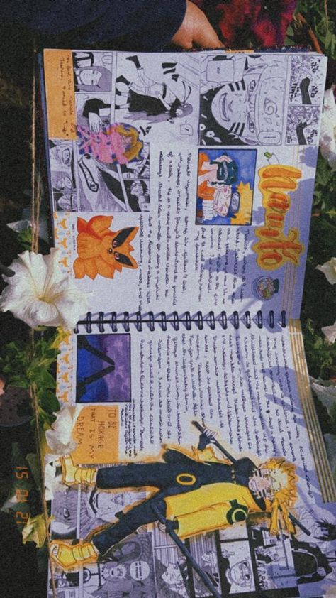 Anime Journal Naruto, Naruto Journal Ideas, Anime Scrapbook Ideas, Naruto Journal, Anime Meaning, Anime Scrapbook, Bullet Journal Titles, Bullet Journal Ideas Templates, Creating A Bullet Journal