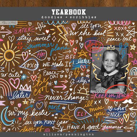 Yearbook: Doodles & Scribbles Yearbook Doodles, Summer Classes, Digital Scrapbook, Yearbook, Lily Pads, Digital Scrapbooking, Fashion Art, Hand Drawn, Art Gallery