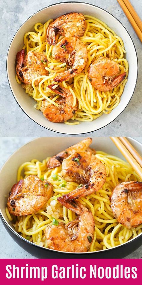 Garlicky Noodles, Garlic Noodle, Garlic Noodles, Jumbo Shrimp, Shrimp Dishes, Asian Restaurants, Garlic Shrimp, Noodle Recipes, Seafood Dishes