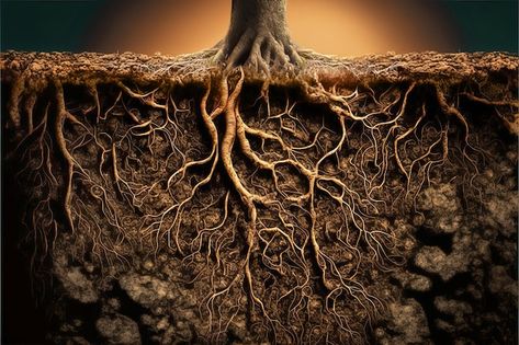 Roots Underground, Underground Art, Fake Trees, Tree Roots, Photo Tree, Tree Art, Premium Photo, 1 Million, Soil