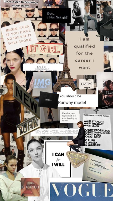 Vision Board Ideas Modeling, Model Vision Board Ideas, Fashion Career Vision Board, Vogue Vision Board, Model Vision Board Wallpaper, Modeling Vision Board Pictures, Fashion Pics For Vision Board, Model Mood Board Aesthetic, Chanel Vision Board