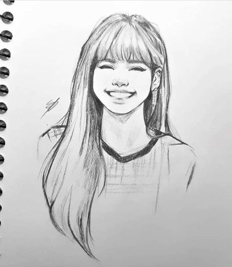 Blackpink Drawing, Pink Drawing, Girl Face Drawing, Pencil Sketch Images, Girl Drawing Sketches, Cute Sketches, Cool Pencil Drawings, Celebrity Drawings, Beauty Art Drawings