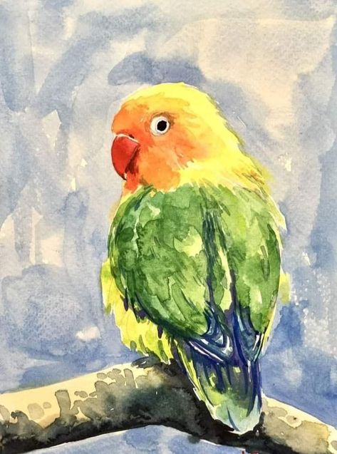 Watercolor Parrot Painting, Parrot Watercolor, Bird Watercolor Art, Parrot Drawing, Bird Painting Acrylic, Parrot Painting, Bird Watercolor Paintings, Art Painting Tools, Paint Watercolor