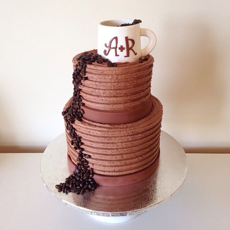 Wedding Cake Coffee Theme, Chocolate Bridal Shower Cake, Coffee Themed Cake, Coffee Themed Bridal Shower Ideas, Diy Bridal Shower Ideas, Easy Vanilla Frosting, Ideas For Cupcakes, Coffee Bridal Shower, Coffee Event