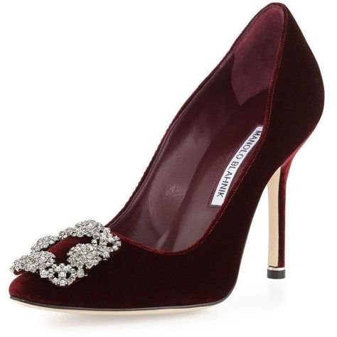 Manolo Blahnik Pumps, Mode Shoes, Manolo Blahnik Hangisi, Manolo Blahnik Heels, Velvet Pumps, Burgundy Shoes, Velvet Shoes, Jimmy Choo Heels, Manolo Blahnik Shoes