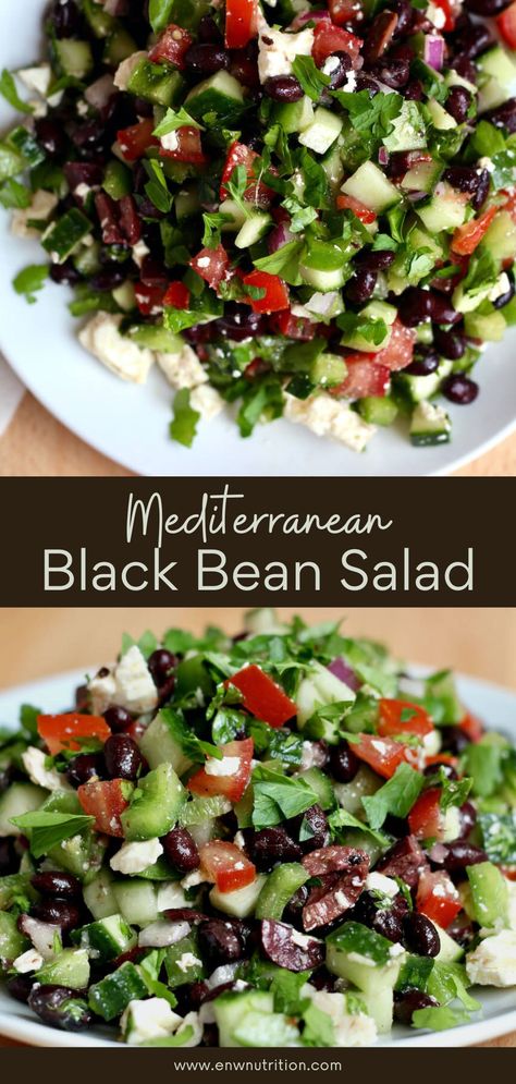 Bean Salad Recipes Healthy, Black Bean Salad Recipe, Mediterranean Recipes Healthy, Mediterranean Diet Recipes Dinners, Black Bean Recipes, Mediterranean Diet Meal Plan, Easy Mediterranean Diet Recipes, Black Bean Salad, Bean Salad Recipes