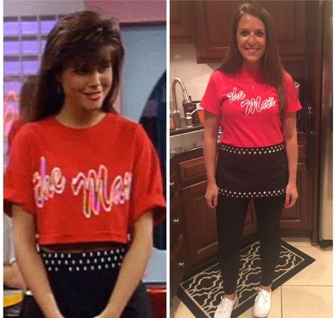 Zach Morris And Kelly Kapowski Costume, 1990s Costume Ideas, 80s Halloween Costumes For Women, Kelly Kapowski Costume, Saved By The Bell Outfits, Kelly Kapowski Outfit, Bell Halloween Costume, Best Costume Ideas, Max Costume