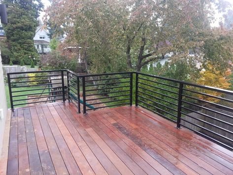 Aluminum Railings | American Railworks Horizontal Metal Deck Railing, Black Metal Horizontal Deck Railing, Exterior Horizontal Railing, Black Horizontal Deck Railing, Black Metal Deck Railing, Black Balustrade, Aluminium Balustrade, Aluminium Railing, Horizontal Deck Railing