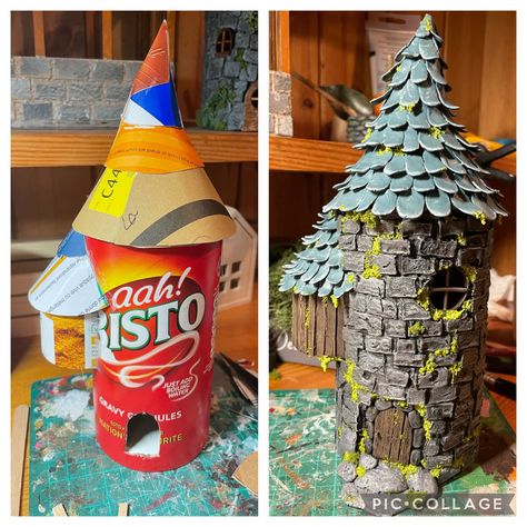 Dnd Cardboard Diy, Dnd Cardboard Terrain, Dice Tower Diy Pringles, Fantasy Diorama Diy, Dnd Terrain Diy Cardboard, Fantasy Crafts Diy, Paper And Cardboard Crafts, Diy Dnd Miniatures, Dnd Crafts Diy Projects