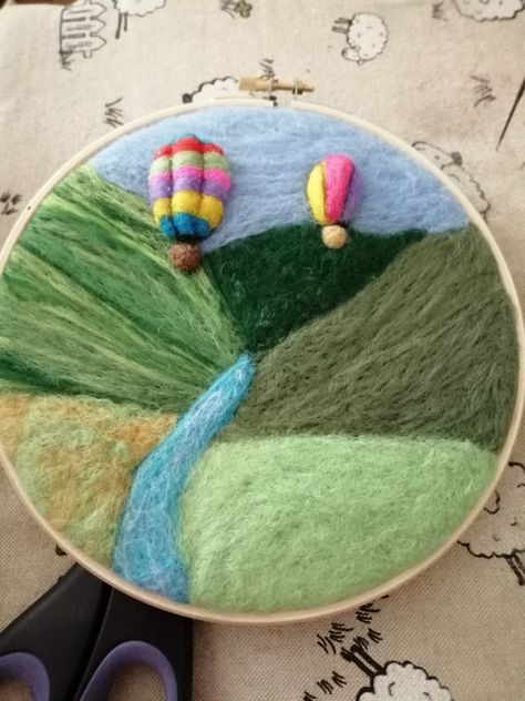 Felted by d twist Needle Felted Hot Air Balloon, Balloons Art, Hot Air Balloons Art, Interior Textile, Interior Textiles, Needle Felt, Balloon Art, Air Balloons, Needle Felted