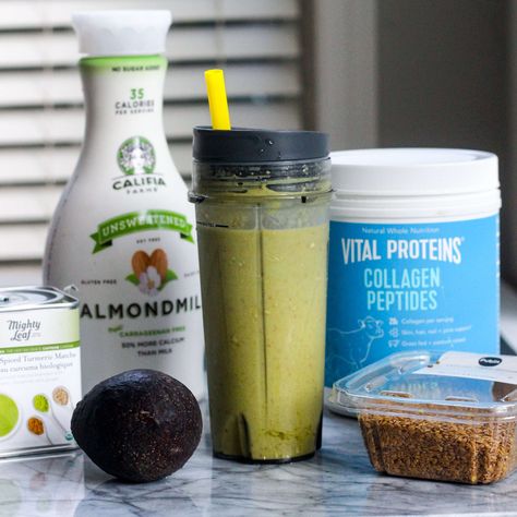 Protein-Packed Matcha Collagen Smoothie - Ally's Cooking Matcha Collagen, Follicular Phase, Collagen Smoothie, Vital Proteins Collagen Peptides, Matcha Benefits, Smoothie Packs, Collagen Benefits, Fat Burning Smoothies, Smoothie Ingredients