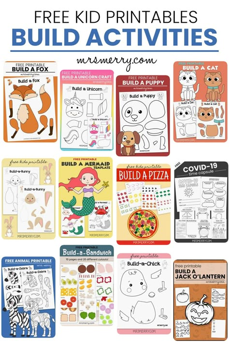 Free Printable Crafts For Kids, Free Kids Printables, Printable Crafts For Kids, Creative Crafts For Kids, Make A Sandwich, Animals Crafts, Math Exercises, Printable Toys, Free Printable Crafts