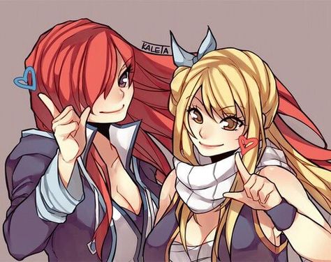 Erza and Lucy <<< Lucy has Natsu's scarf. Just pointing that out. Jellal And Erza, Fairy Tail Family, Fairy Tail Pictures, Fariy Tail, Fairy Tail Love, Anime Fairy Tail, Fairy Tail Girls, Fairy Tail Nalu, Fairy Tail Lucy