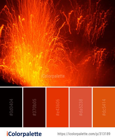 Color Palette Ideas from Orange Geological Phenomenon Types Of Volcanic Eruptions Image Wallpaper Fire, Image Orange, Hot Color Palette, Color Palette Theme, Create Color Palette, Orange Color Palettes, Colour Swatches, Colors Inspiration, Landform