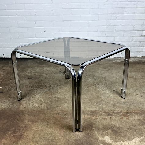 Silver Coffee Table, Glass End Table, Glass Top End Tables, Home Mood Board, Vintage Coffee Table, Glass End Tables, Couch Table, Milo Baughman, Coffee Table Vintage