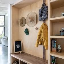 Transitional Mudroom, Modern Mudroom, Mid Century Modern Entryway, Dark Wooden Floor, Mudroom Remodel, 1970s House, Mudroom Ideas, Mudroom Entryway, Mudroom Design