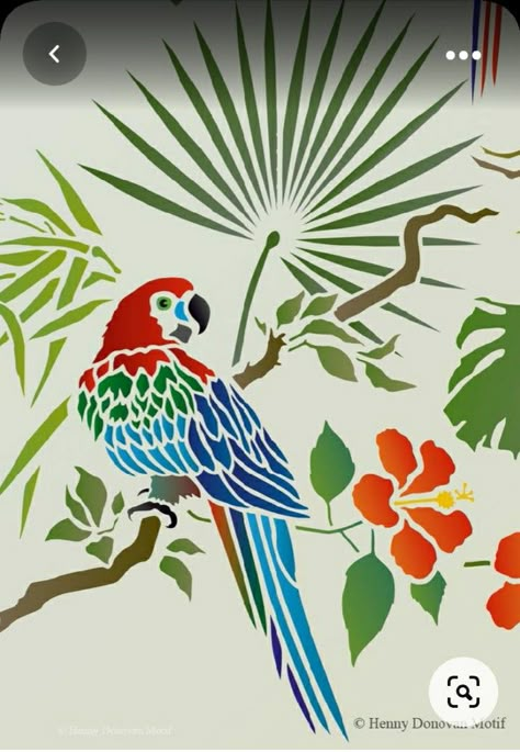 Parrot Stencil, Diy Watercolor Cards, Tropical Tapestry, Phoenix Birds, Black Fabric Paint, Lobster Art, Bird Painting Acrylic, Bird Template, Bird Stencil