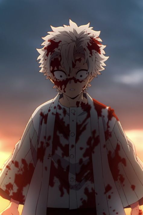 Sanemi Shinazugawa after killing his mother-turned-demon from the anime series Demon Slayer: Kimetsu no Yaiba Swordsmith Village Arc Episode 6. Sanemi Shinazugawa Wallpaper Hd, Anime Reviews, Demon King Anime, Anime Baby, Demon King, Kids Icon, Kimetsu No Yaiba, Slayer Anime, Anime Movies