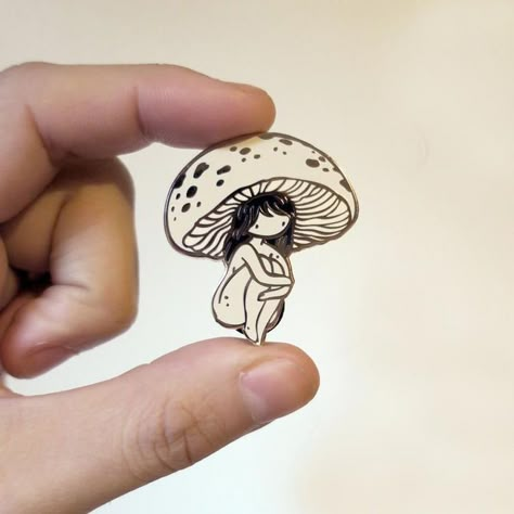 Mushroom Girl, Mushroom Tattoos, Girls Pin, Mushroom Art, Yoga Lifestyle, Hard Enamel Pin, Piercing Tattoo, Cute Pins, Cute Tattoos