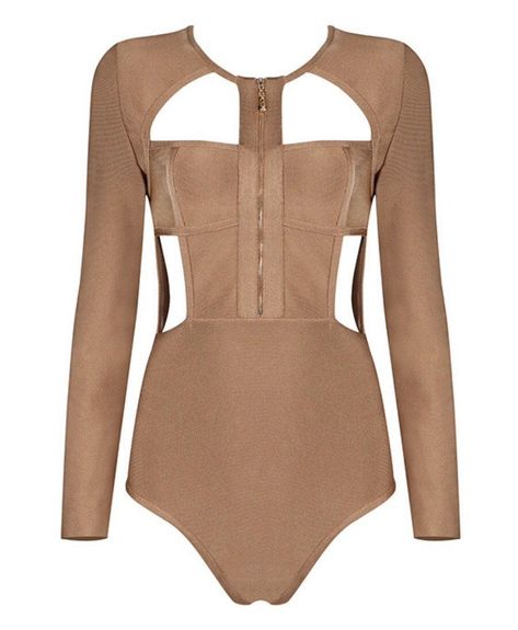 ac5dab2e99eee9cf9ec672e383691302desc52970692ri Bandage Bodysuit, Bandage Jumpsuits, Boat Cruise, Long Jumpsuits, Exposed Zipper, Lace Bodysuit, Womens Bodysuit, Latest Fashion Clothes, Tan Brown