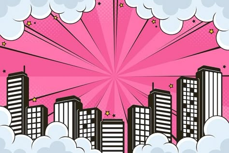 Hand drawn comic book city background | Free Vector #Freepik #freevector #background #city #bright-colors #pop-art