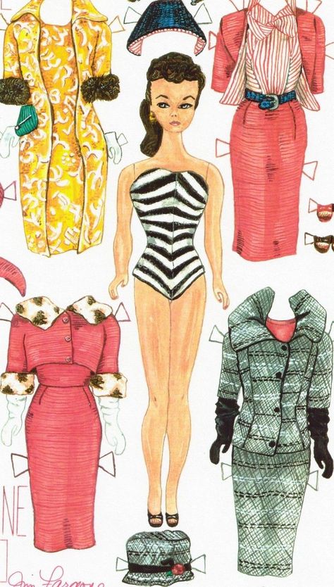 Paper Doll Art, 1959 Barbie, Paper Doll Clothes, Dolls Printable, Barbie Paper Dolls, Paper Dolls Clothing, Paper People, Doll Barbie, Paper Dolls Printable