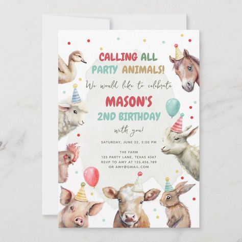 Farm Animals Boy Calling Party Animals Birthday In Invitation  Zazzle Vintage Birthday Party Invitations, Petting Zoo Birthday Party, Zoo Theme Birthday, Petting Zoo Birthday, Petting Zoo Party, Party Animals Birthday, Farm Invitation, Ranch Farmhouse, Zoo Birthday Party