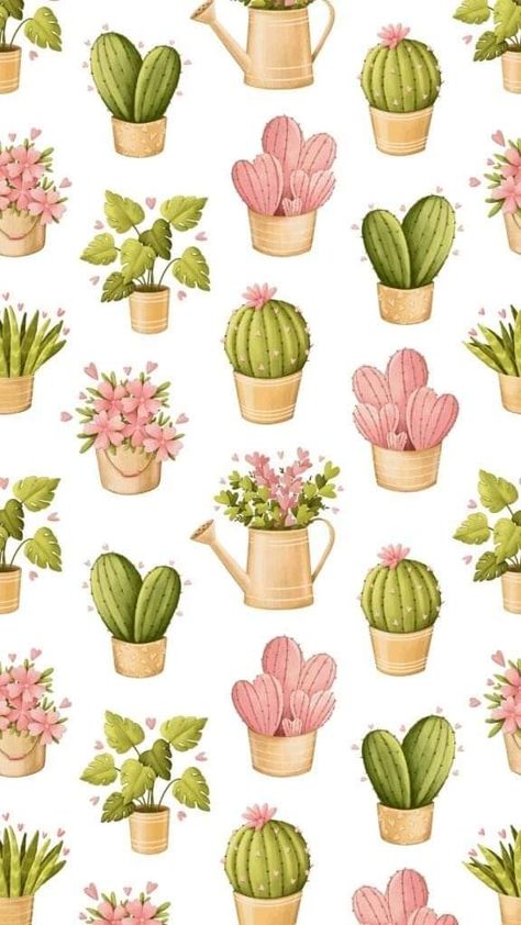 Wallpaper Cactus, Plant Shirts, Summer Prints Wallpaper, Feminine Wallpaper, Cactus Backgrounds, Valentines Theme, Theme Iphone, Book Clip Art, Christmas Tree Clipart