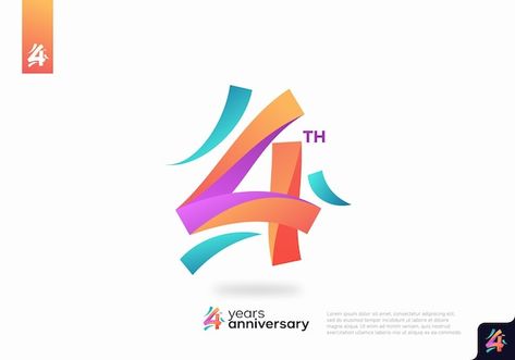 Vector number 4 logo icon design, 4th bi... | Premium Vector #Freepik #vector #number-logo #20-logo #20-years #logo-illustration 4 Logo Number, 4 Logo Design Number, Logo Number Design, Number 4 Logo, 4 Logo Design, Numbers Logo, Church Background, Number Graphic, Birthday Logo