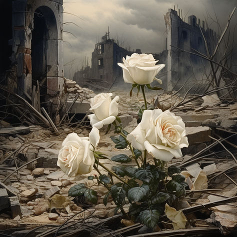 Flowers On Grave Aesthetic, White Roses Aesthetic Dark, Aftermath Aesthetic, Rebirth Flower, White Roses Aesthetic, Heartless Aesthetic, Roses Growing, Sustained Investigation, Hope Flower