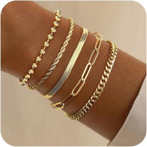 Gold Bracelets for Women Girls, Dainty Bracelets Set for Girls Trendy, Gold Bracelets Stack With Beaded, Cuban, Paperclip, Heart, Snake, Rope, Pearl, Cross, Hand Chain, Silver Jewelry Gifts for Women Girl Mom Trendy Gold Bracelets, Paperclip Heart, Real Gold Bracelet, Bracelets Stack, Gold Bracelets Stacked, Bracelet Set Silver, Gold Bracelet Set, Bracelets Set, Stylish Bracelet