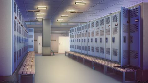 High School Locker Room, School Locker Room, High School Lockers, Anime Houses, Black And Blue Background, Room Anime, House Design Drawing, Classroom Background, Gif Background