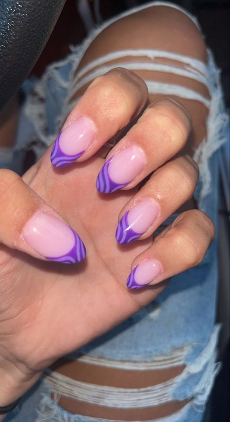 Nails To Match A Purple Dress, Nail Inspo Summer Purple, White And Dark Purple Nails, Cute Almond Nails Purple, Purple Inspo Nails, Purple Zebra Nails, Pastel Purple Nails Design, Olivia Rodrigo Nails Ideas, Purple Hoco Nails