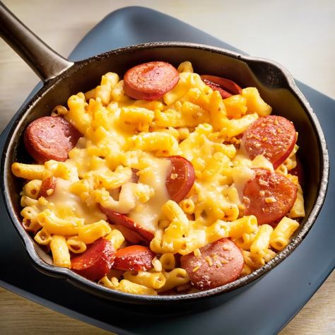 Mac & Cheese Hot Dog Skillet - Recipes - Kraft Heinz Macaroni And Hot Dogs, Chili Dog Mac And Cheese, Mac And Cheese And Hot Dogs, Mac And Cheese With Hotdogs, Mac And Cheese With Hot Dogs, Hotdogs And Mac And Cheese, Hot Dog Mac And Cheese, Mac And Cheese With Hot Dogs Recipe, Mac N Cheese With Hot Dogs