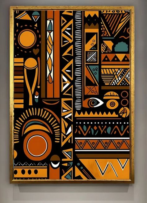 Africa Art Design Pattern, Africa Art Design Culture, Abstract African Art, African Abstract Art, Africa Art Design, Acrylic Art Projects, African Art Paintings, Afrocentric Art, Wall Drawing