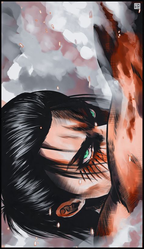 #eren #attackontitan Eren Jaeger Fallen Angel, Fallen Angel Tattoo, Angel Wallpaper, Attack On Titan Fanart, Dragon Ball Super Manga, Dark Art Illustrations, Cool Wallpapers Art, Anime Wall Art, Fantasy Concept Art