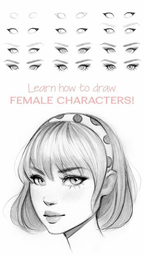 Drawing Ideas Eyes Tutorials, Person Head Drawing, Women Eye Drawing, Womens Eyes Drawing, Drawing Eyes Female, How To Draw Female Face Anime, How To Draw Eyes Female, Head Drawing Female, How To Draw Female Head