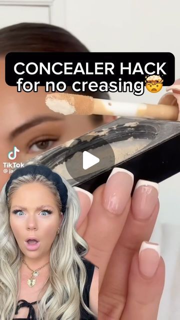 KELLY STRACK on Instagram: "Concealer hack for NO creasing?!🤯  #makeup #beauty #makeuptutorial #makeupvideos #beautyvideos #makeupreels #beautyreels #makeuphacks #concealer #concealerhack" Contouring With Concealer, How To Blend Concealer, How To Put On Concealer, Concealer Only Makeup Look, Concealer Tips How To Apply, How To Make Concealer, Concealer Creasing, Kelly Strack, Concealer Tricks