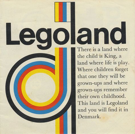 Legoland brochure 1960s by dotpattern, via Flickr Retro 70s Graphic Design, 1960 Graphic Design, 1970s Graphics, 1960s Graphics, Graphic Design 70s, 1960s Graphic Design, Retro Design Graphic, Inspiration Typographie, Trending Fonts