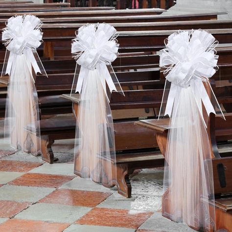 PRICES MAY VARY. Wedding Pew Bows Tulle Set: there are 30 white tulle straps, and 30 tulle bow ties, allowing you to make 30 sets of large white wedding pull bows with long tulle tails, which is ideal for enhancing the visual appeal of your wedding aisles, gift items or wedding decorations; This tremendous pack manifests an exquisite blend of style and quantity to make your wedding a memorable affair Romantic: fully assembled, elegant tulle bows for your wedding or event; Each bow has long, flow Wedding Aisle Decorations Church, Aisle Decorations Wedding, Church Wedding Decorations Aisle, Wedding Pew Bows, Christmas Bon Bon, Rock Climber Gifts, Wedding Aisles, Pew Bows Wedding, Tulle Straps