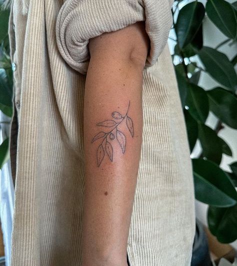 Olive Branch Tattoo On Wrist, Vine Branch Tattoo, Olive Branch Tattoo Back Of Arm, Christian Olive Branch Tattoo, Olive Branch Stamp Tattoo, Be In The Moment Tattoo, Simple Branch Tattoo, Olive Branch Tattoo Placement, Olive Branch Tattoo Forearm