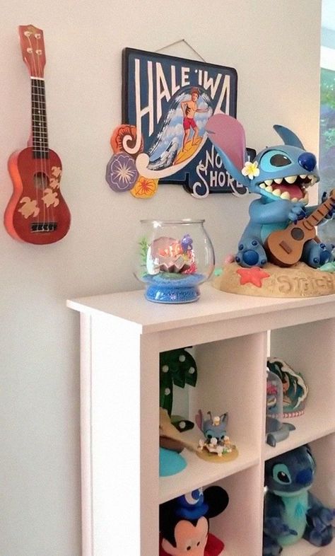 Disney Stitch Themed Room, Stitch Room Decoration, Disney Stitch Room Ideas, Stitch Rooms Ideas, Encanto Bedroom Ideas Disney, Pixar Themed Room, Disney Themed Bedrooms For Adults, Disney Stitch Bedroom, Stitch Inspired Bedroom