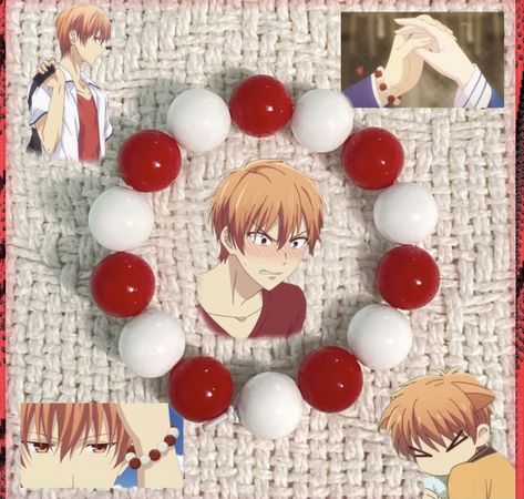 Anime Beaded Bracelets, Anime Bracelet Ideas, Diy Anime Accessories, Anime Bead Bracelet, Anime Bracelet, Diy Crafts Easy At Home, Diy Kandi Bracelets, Diy Kandi, Fruits Basket Anime