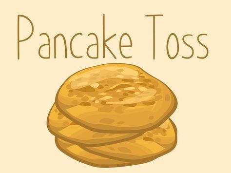 Quickie:    A pancake tossing team game     Pro Tips:     1. Make small pancakes!      2. pair this game with a breakfast event or a lumberjack themed night  Supplies:      * 30 pancakes per team      * One plate per team      * Optional: One oversized flannel per team  How to Play:    Give each tea Pancake Party Games, Pancake Games, Pancake Activities, Youth Games Indoor, Lumberjack Games, Youth Group Events, Pancake Game, Small Pancakes, Breakfast Event