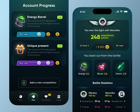 Battle Game Ui Dashboard - Telegram Mobile App :: Behance Game App Ui, Dashboard Mobile, Mobile Game Ui, Point System, Mobile App Games, Ui Ux App, Android Design, Anime Expo, Game Ui Design